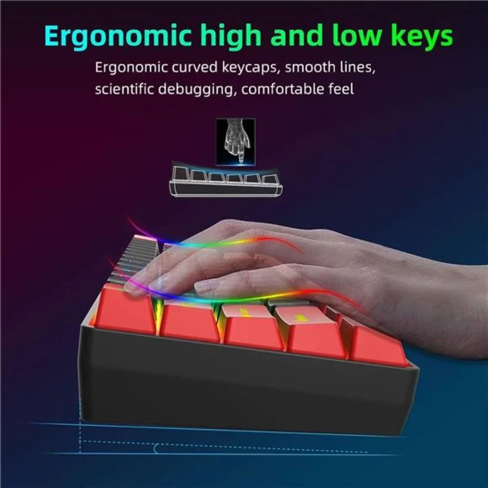 60% Wired Gaming Keyboard, True RGB Mini Quiet Ergonomic Water-Resistant